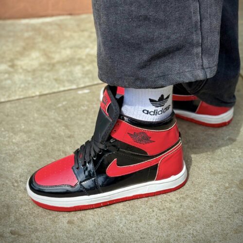 Nike air jordan one red glossy high angle