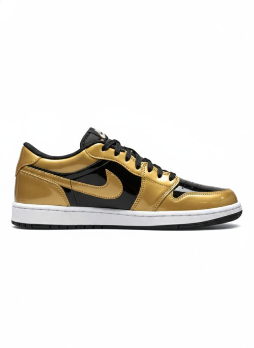 NIKE AIR JORDAN ONE LOW GOLD BLACK GLOSSY